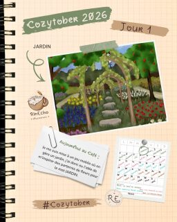 Jour 1 — JARDIN 🌱
C’est parti pour le Cozytober 2026 ! ☕✨
Pour commencer, un petit jardin fleuri inspiré d’une partie de jeu mobile 🌷
Je suis officiellement prête pour les 31 petits moments cozy du mois 💚
#Cozytober #Cozytober2026 #RinEcho #Illustration #DigitalArt